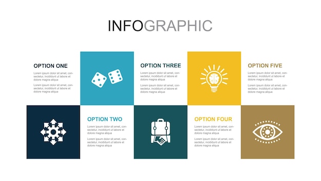 Opportunity chance business idea vision icons Infographic design layout template Creative presentation concept with 5 steps