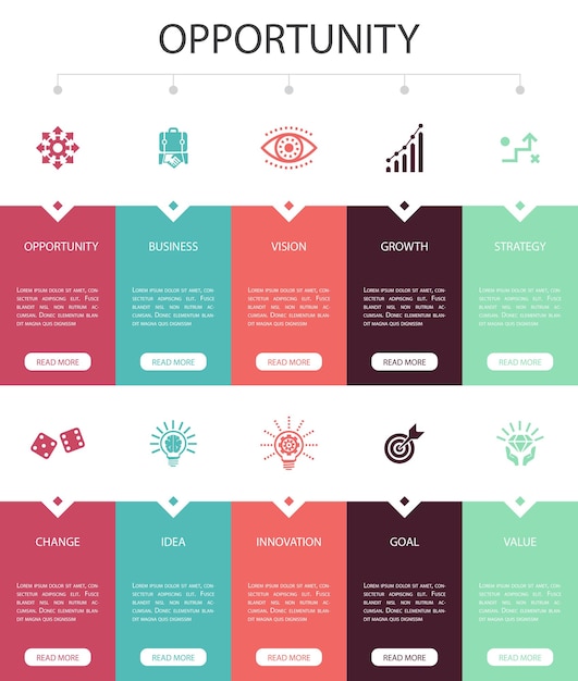 Opportunity Infographic 10 option UI design. chance, business, idea, innovation simple icons