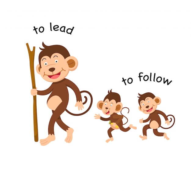 Opposite to lead and to follow illustration