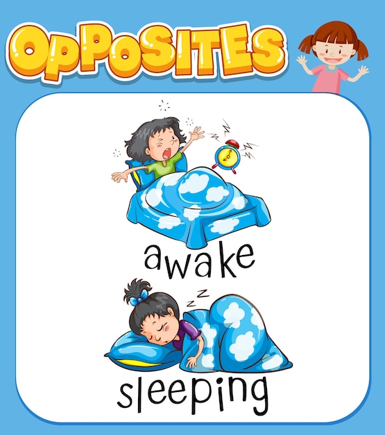 Opposite words for awake and sleeping