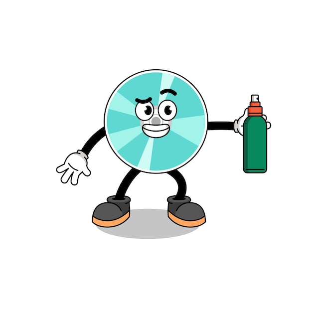 Optical disc illustration cartoon holding mosquito repellent