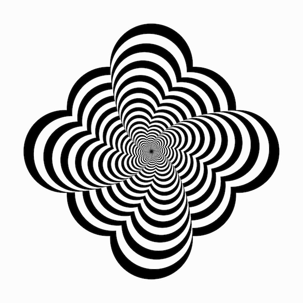 Optical illusion black linesdesign elementTwisted lines on a white background