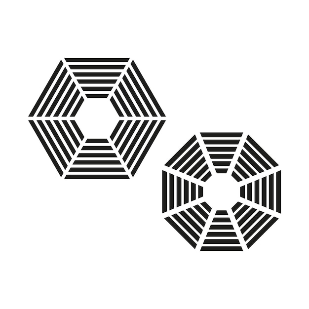 Optical illusion Vector icons Geometric hexagon shapes Black and white abstract