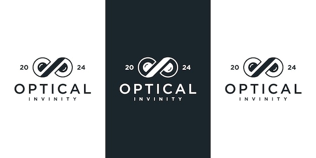 Optical invinity logo design uniquely combined Premium Vector