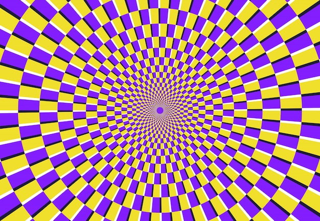 Optical spiral illusion. Magic psychedelic pattern, swirl illusions and hypnotic abstract background vector illustration