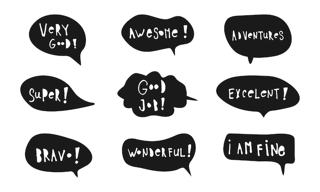 Optimistic phrases vector stickers pack Cheerful flat messages set Positive attitude lifestyle