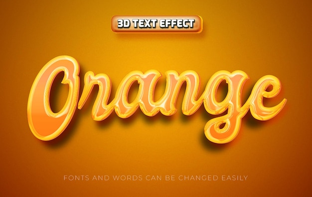 Orange 3d editable text effect style