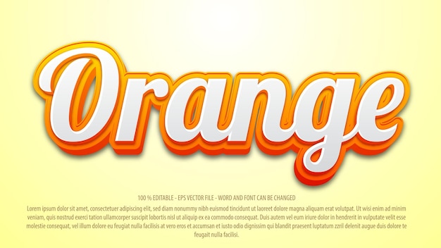 Orange 3d editable text effect