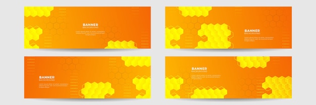 Orange abstract banner background. Business conference template. Vector vibrant orange yellow banner for social media event promo