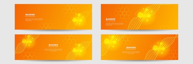 Orange abstract banner background. Business conference template. Vector vibrant orange yellow banner for social media event promo