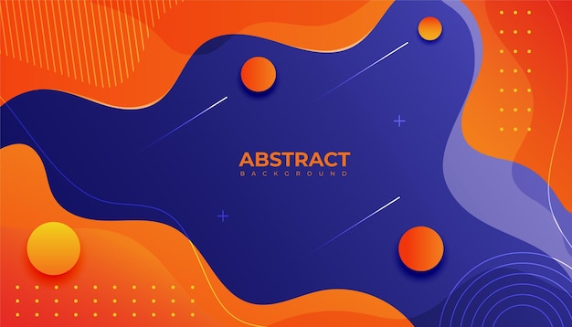 Orange abstract liquid shapes with blue background premium vector