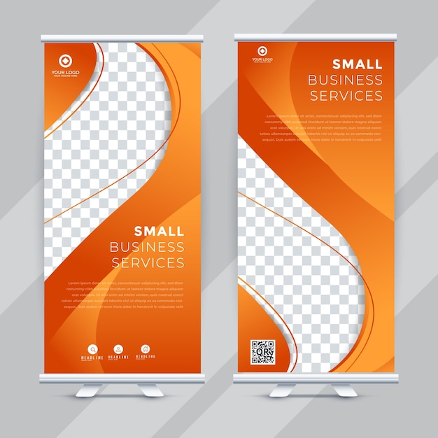 Orange Abstract Shapes Modern Trend Business Roll Up Banner