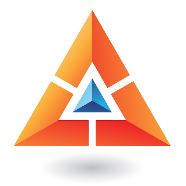 Orange Abstract Triangle Logo Icon with a Blue Pyramid Core