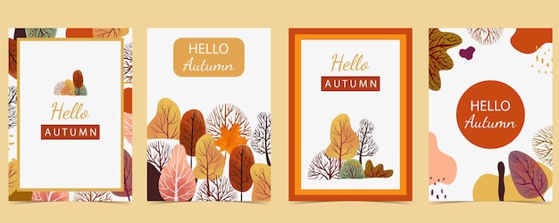 Orange autumn background with treeforest