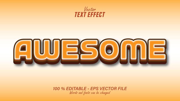 Orange Awesome 3d text effect design template editable eps file