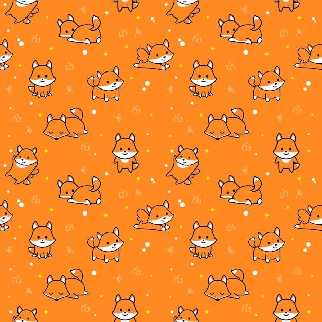 Orange background with a pattern of foxes and the words fox on the bottom.