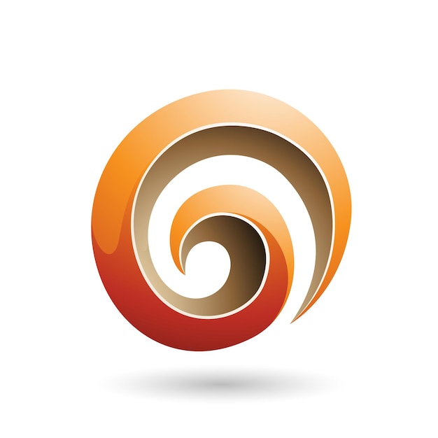 Orange and Beige 3d Glossy Swirl Shape Vector Illustration