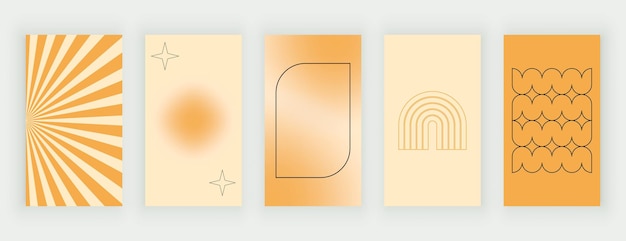 Orange and beige groovy retro backgrounds for stories with wavy lines