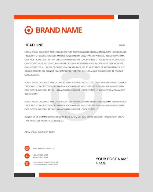 orange and black abstract letterhead vector design