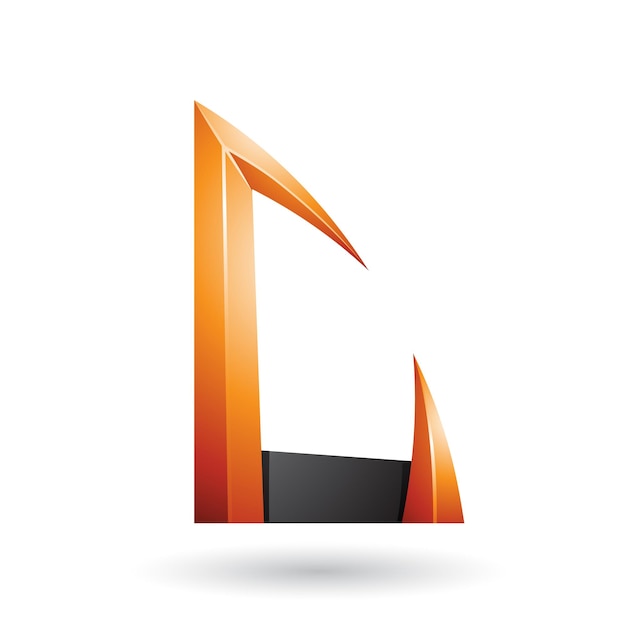 Orange and Black Arrow Shaped Letter C Vector Illustration