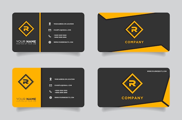 Orange and black dark modern creative business card and name card