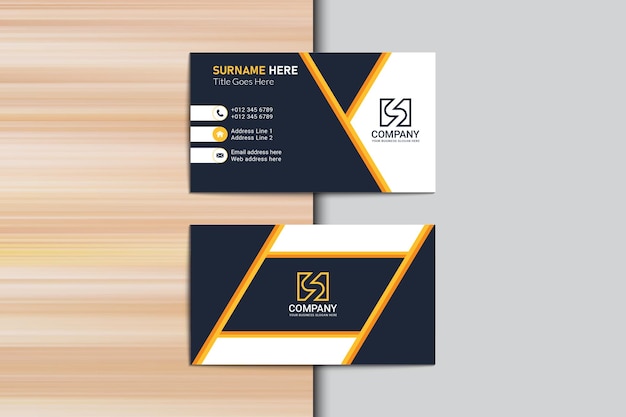 Orange and blue elegant corporate business card template