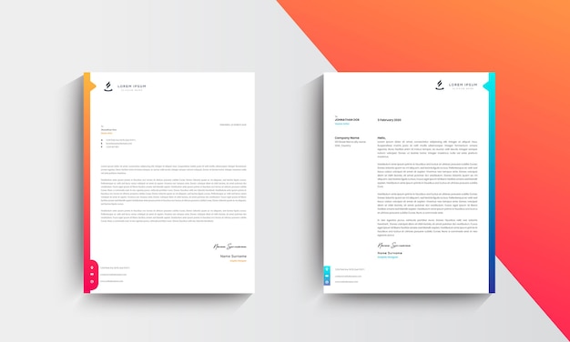 Orange and blue  Modern Business Letterhead Design Template