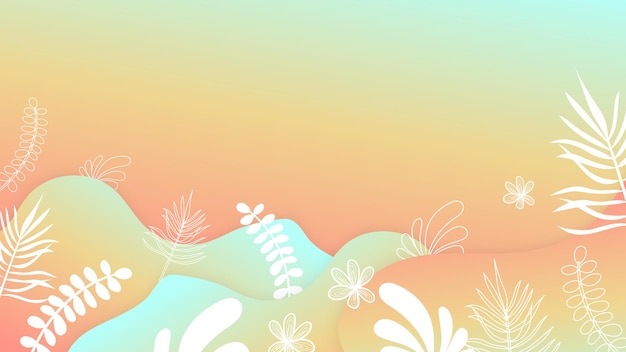 Vector orange blue and white summer background style vector illustration summer background with beach flower floral coconut leaf and sun