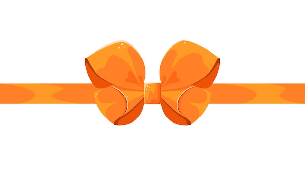 Orange bow with ribbon on a white background Cartoon design