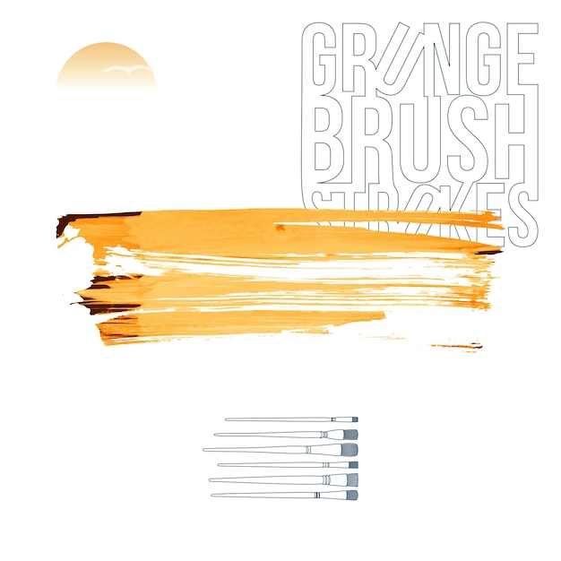 Vector orange brush stroke and texture grunge vector abstract hand painted element