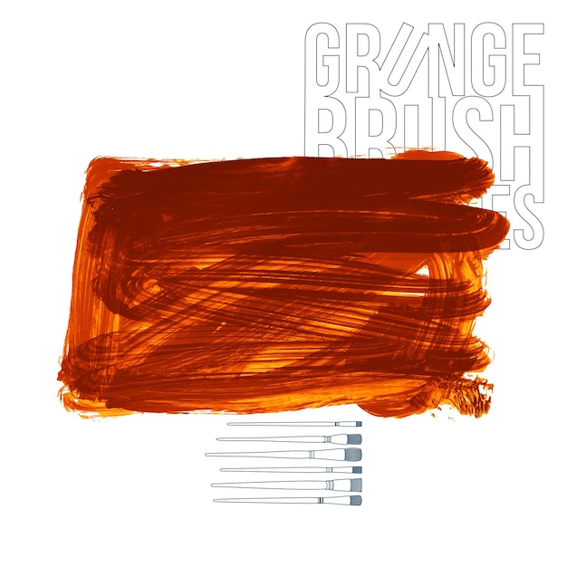 Orange brush stroke and texture Grunge vector abstract hand painted element