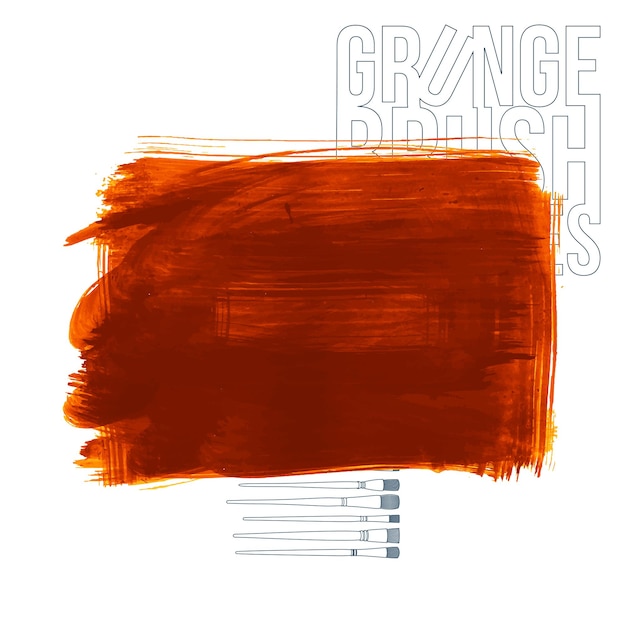 Orange brush stroke and texture Grunge vector abstract hand painted element