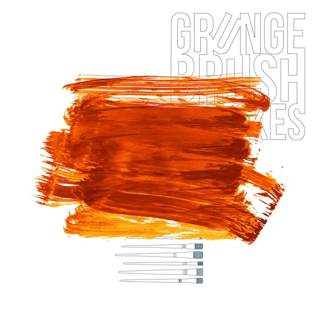 Orange brush stroke and texture Grunge vector abstract hand painted element