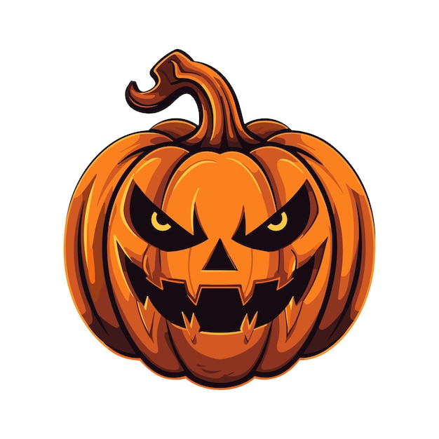 Orange carved pumpkin with smile for your design for the holiday Halloween Vector illustration