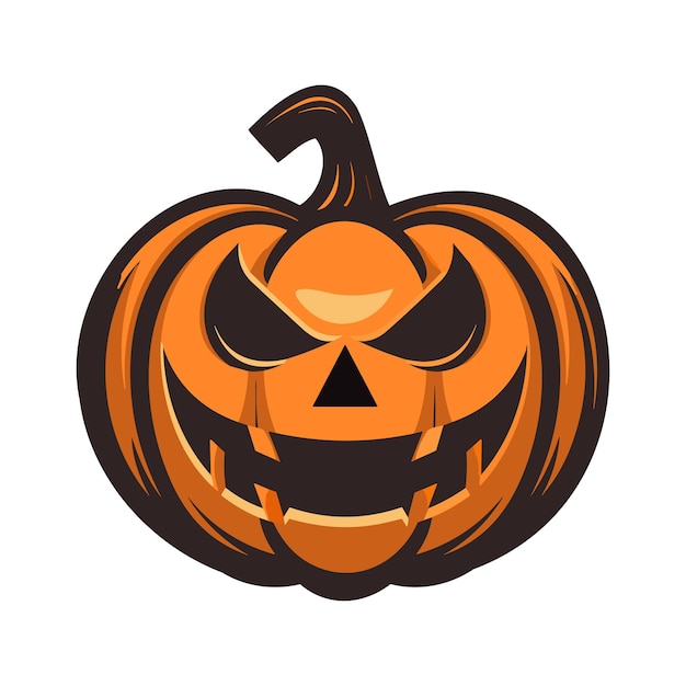 Orange carved pumpkin with smile for your design for the holiday Halloween Vector illustration