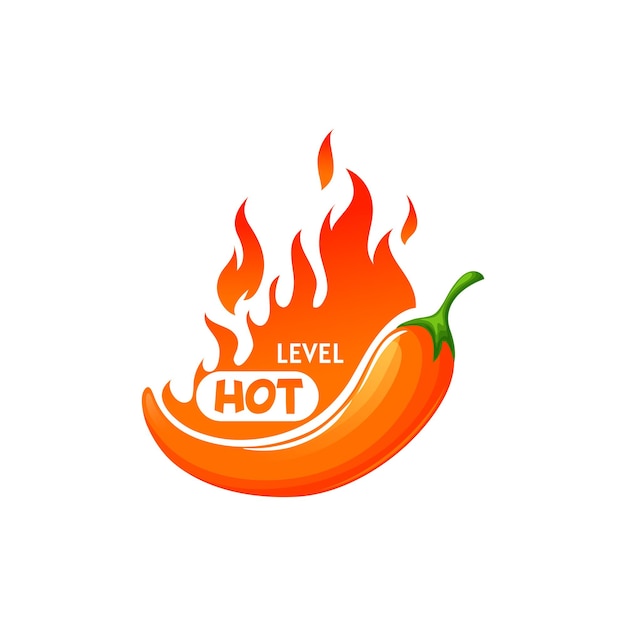 Orange chili pepper fire flame level of hot icon