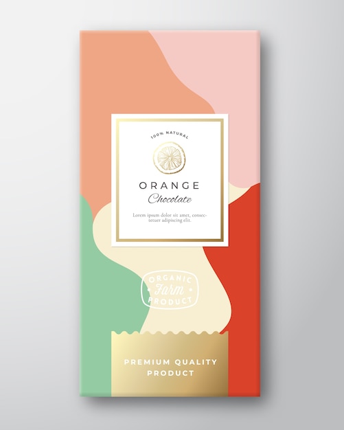 Vector orange chocolate label.