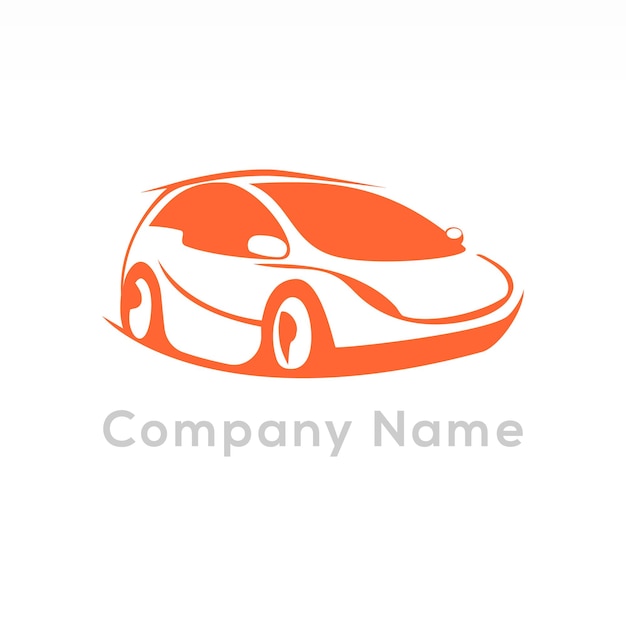 Orange color brand car logo icon with white background