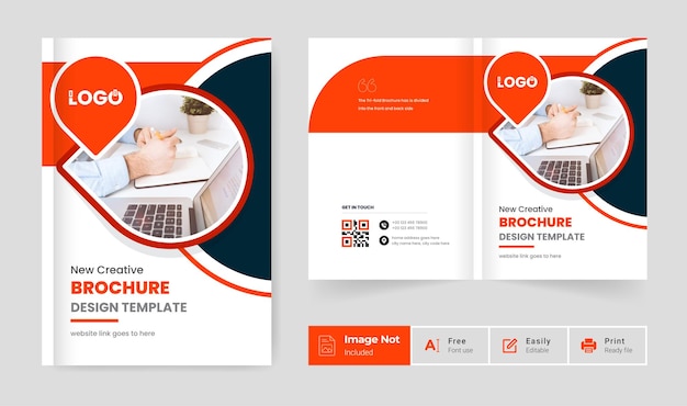 Orange color modern business brochure design template theme company profile cover page presentation