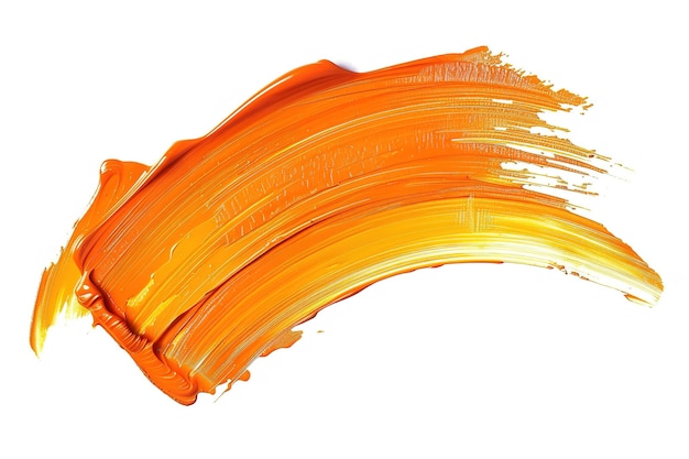 Orange color paint brush stroke on white background isolated orange color swatch white background ar