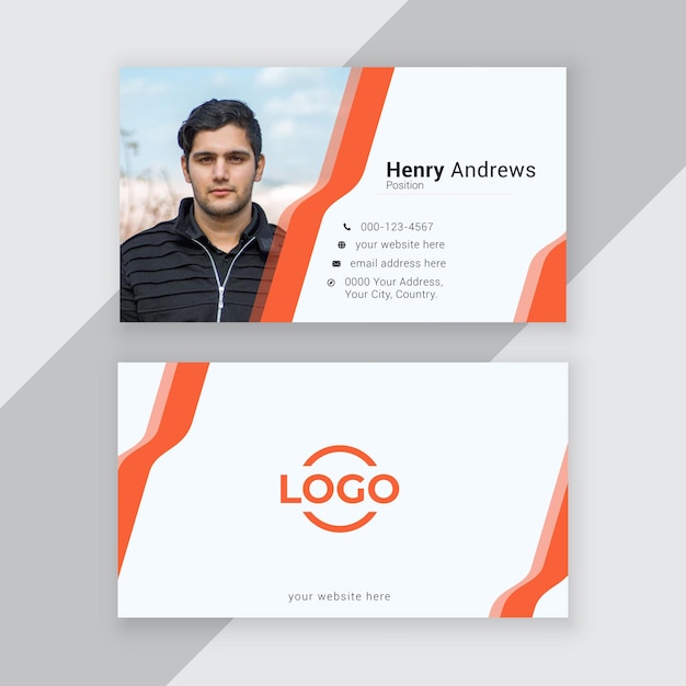 Orange corporate business card with image