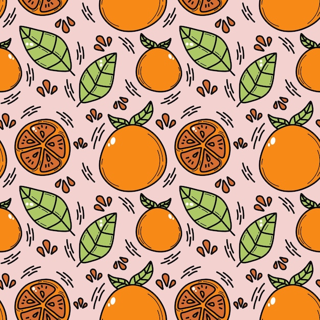 orange doddle seamless pattern 