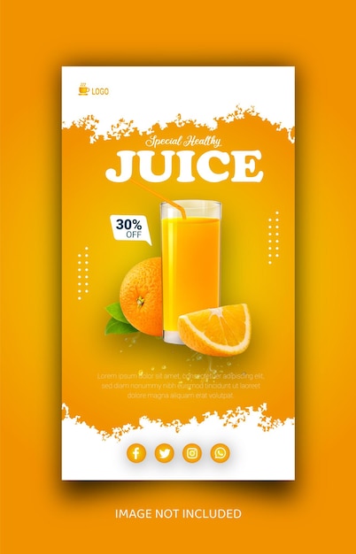 Orange drink menu promotion social media feed or story banner template