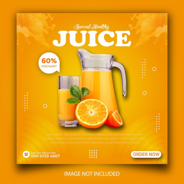 Orange drink menu promotion social media instagram post banner template