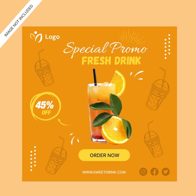 orange drink social media promotion instagram post design template