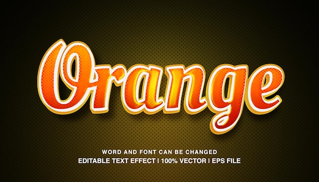 Orange editable text effect template 3d bold glossy neon light futuristic style typeface