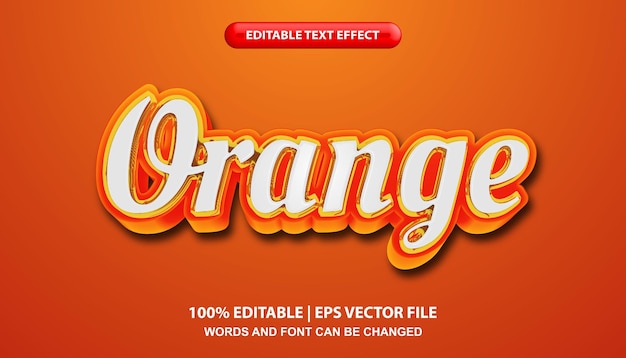 Orange editable text effect template, bold font style with glossy effect in orange color