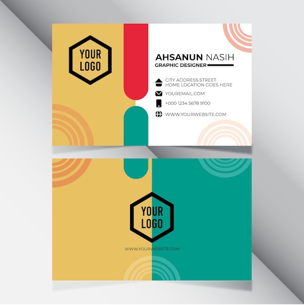 ORANGE FLAT DESIGN BUSSINES CARD ABSTRACT ELEGANT