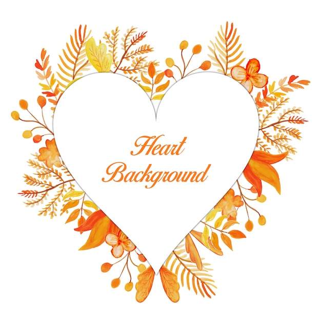  Orange Floral Heart Frame Background