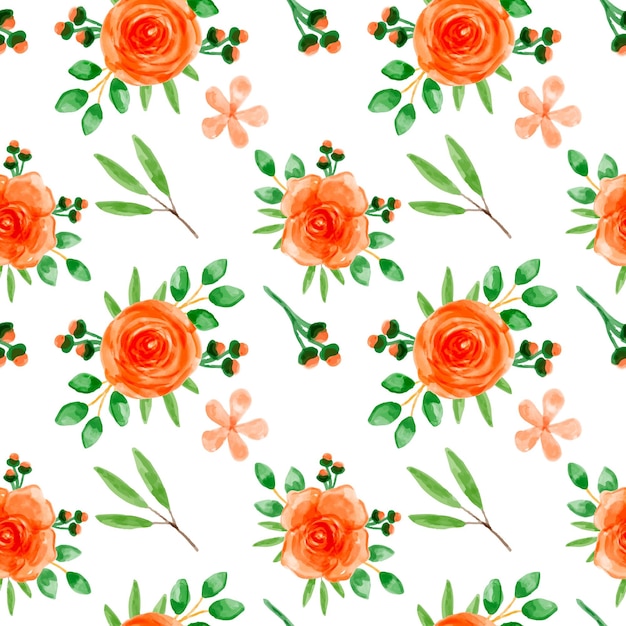 orange floral watercolor seamless pattern